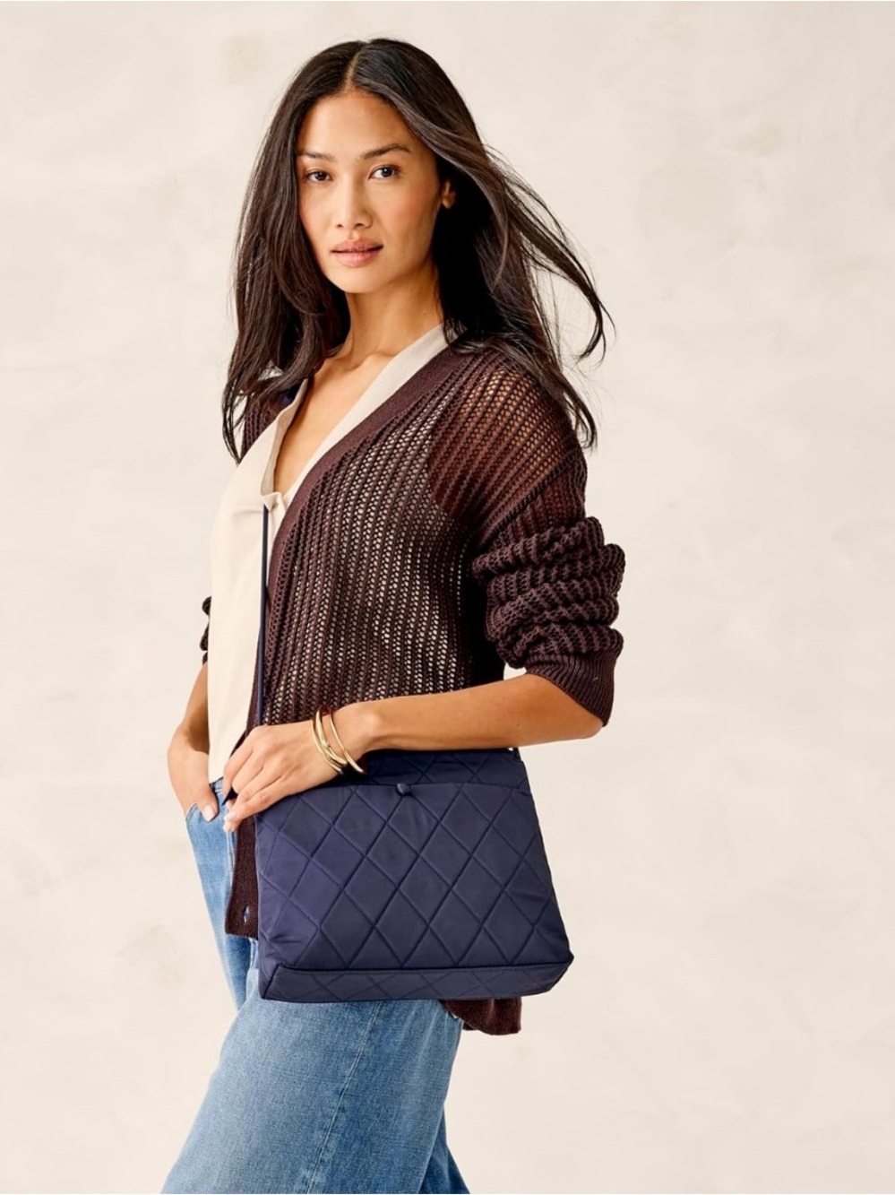 Vera Bradley Original Hipster Performance Twill Crossbody Shoulder Bag Navy Blue